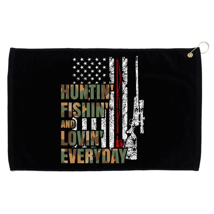 Hunting Fishing Loving Everyday American Deer Hunter Patriot Grommeted Golf Towel