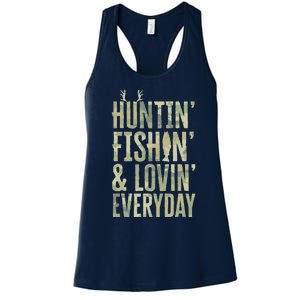 Hunting Fishing Loving Every Day , Fathers Day Camo Women's Racerback Tank