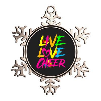 Happy Funny Live Love Cheer Cute Cheerleader Metallic Star Ornament