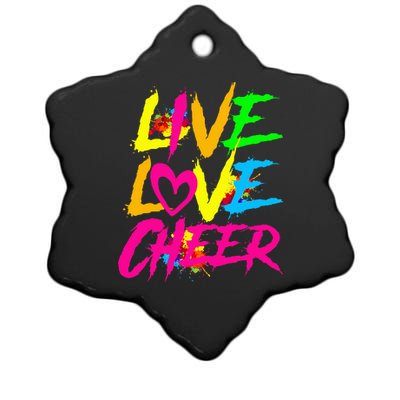 Happy Funny Live Love Cheer Cute Cheerleader Ceramic Star Ornament