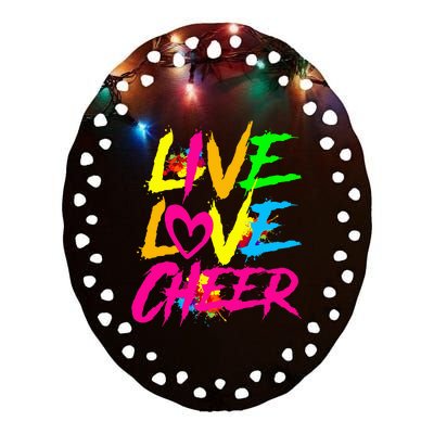 Happy Funny Live Love Cheer Cute Cheerleader Ceramic Oval Ornament