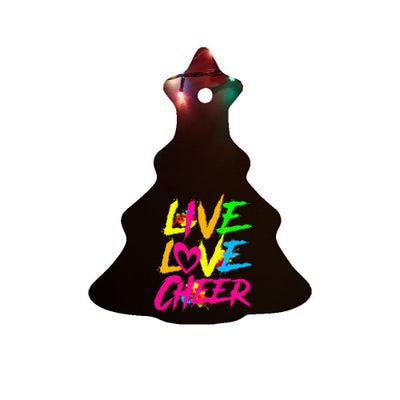 Happy Funny Live Love Cheer Cute Cheerleader Ceramic Tree Ornament