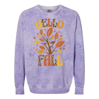 Hello Fall Leopard Season Nature Colorblast Crewneck Sweatshirt