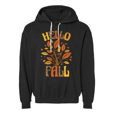 Hello Fall Leopard Season Nature Garment-Dyed Fleece Hoodie