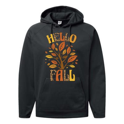 Hello Fall Leopard Season Nature Performance Fleece Hoodie