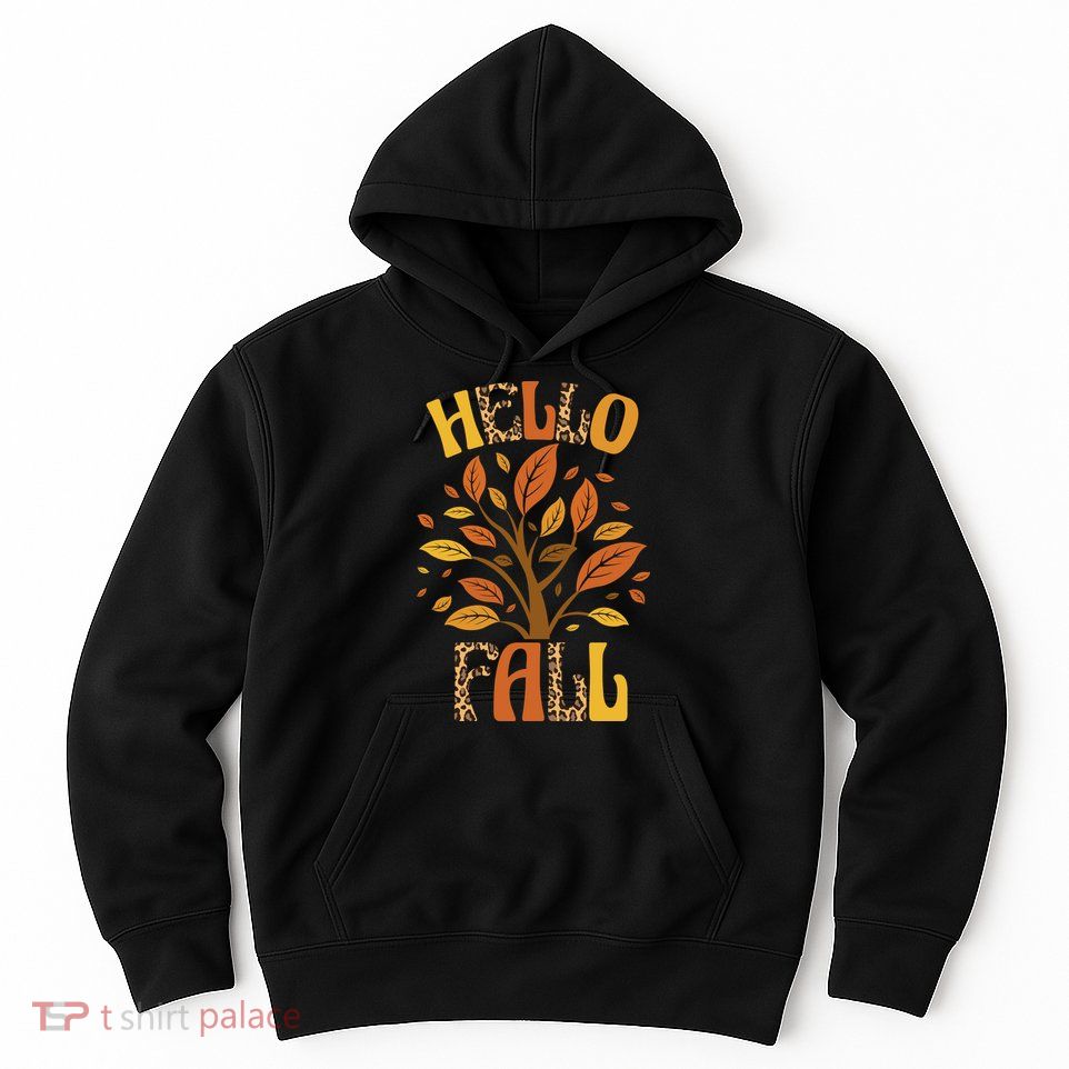 Hello Fall Leopard Season Nature Hoodie