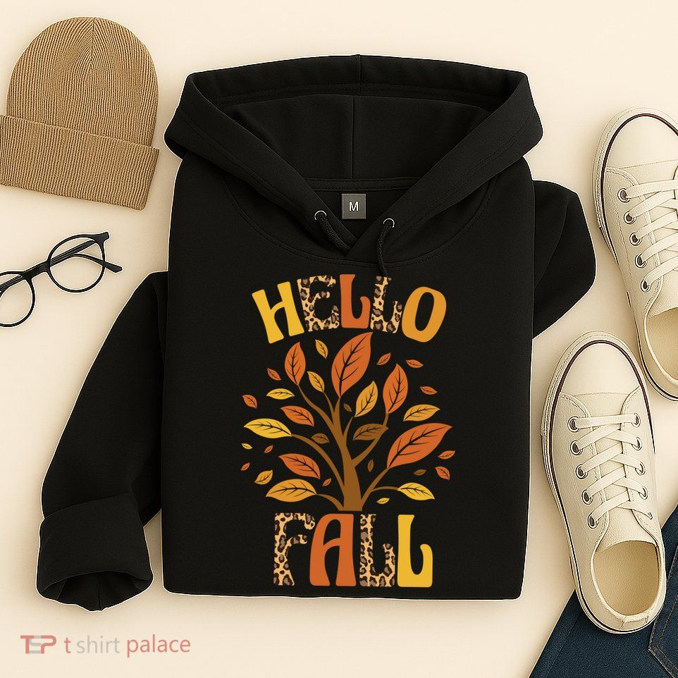 Hello Fall Leopard Season Nature Hoodie