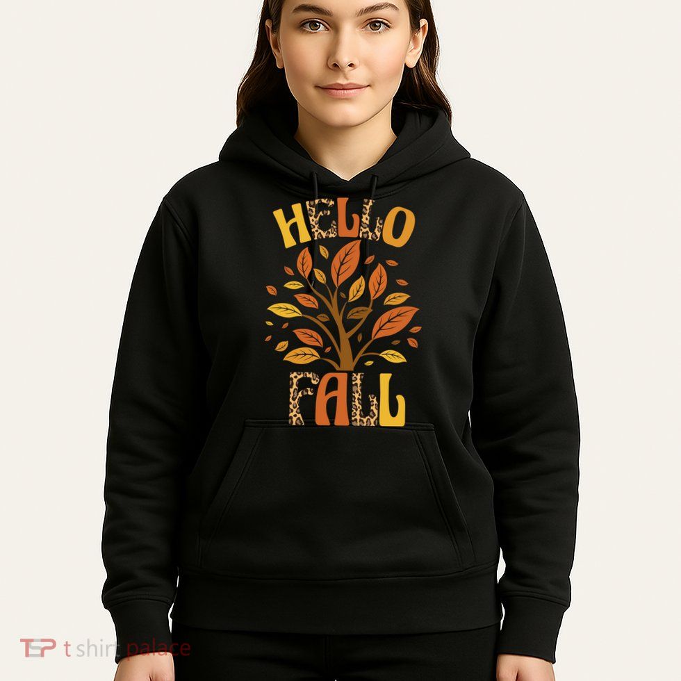 Hello Fall Leopard Season Nature Hoodie