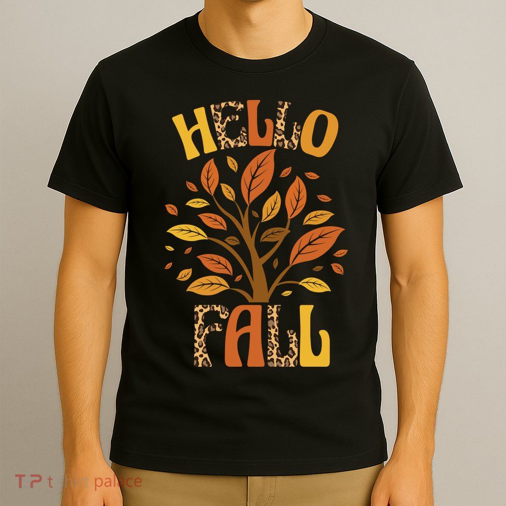 Hello Fall Leopard Season Nature T-Shirt