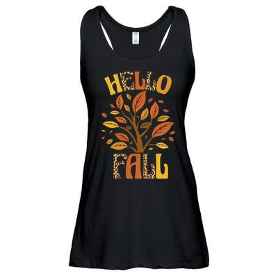 Hello Fall Leopard Season Nature Ladies Essential Flowy Tank