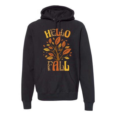 Hello Fall Leopard Season Nature Premium Hoodie