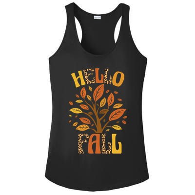Hello Fall Leopard Season Nature Ladies PosiCharge Competitor Racerback Tank