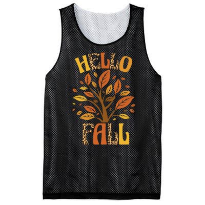 Hello Fall Leopard Season Nature Mesh Reversible Basketball Jersey Tank