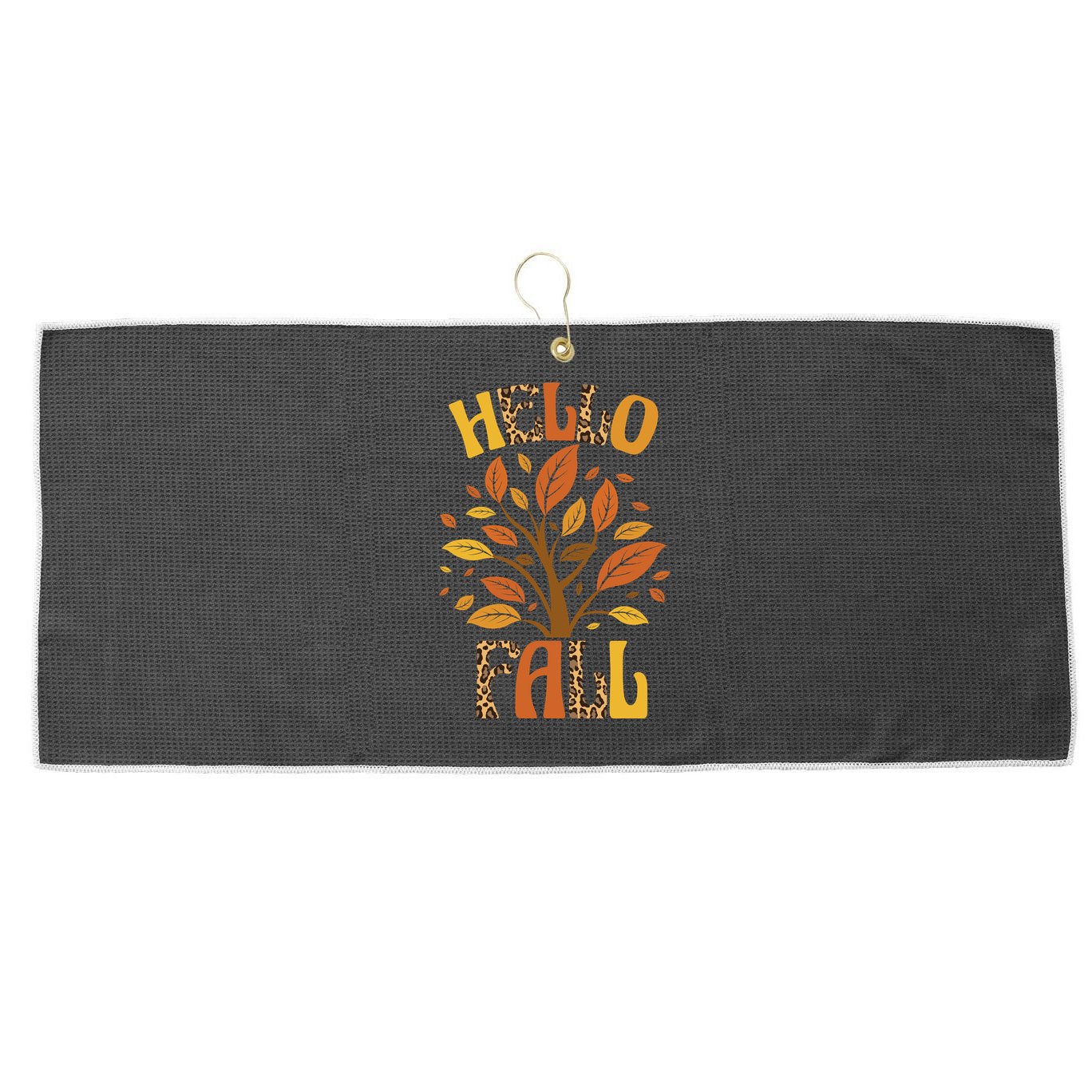Hello Fall Leopard Season Nature Large Microfiber Waffle Golf Towel