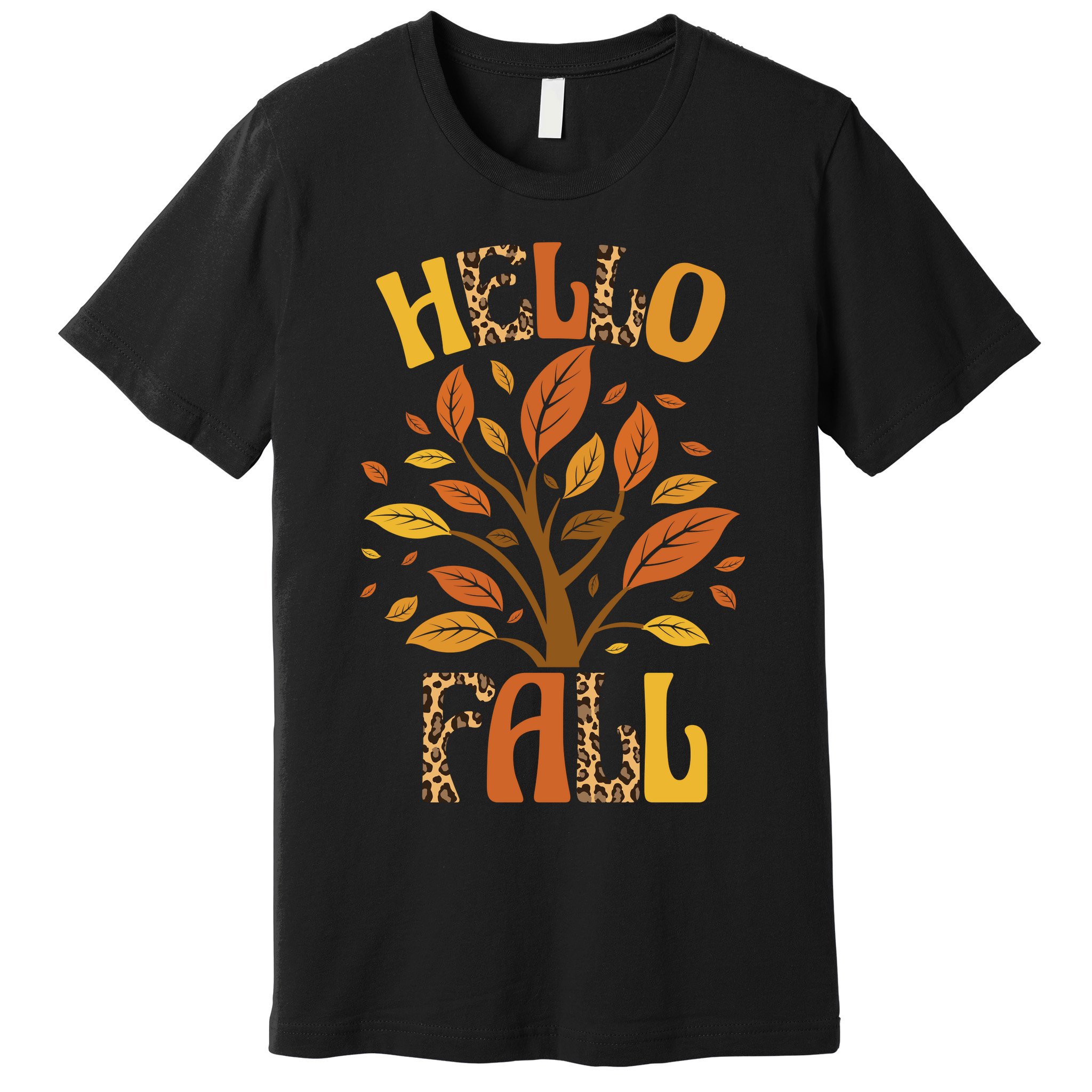 Hello Fall Leopard Season Nature Premium T-Shirt