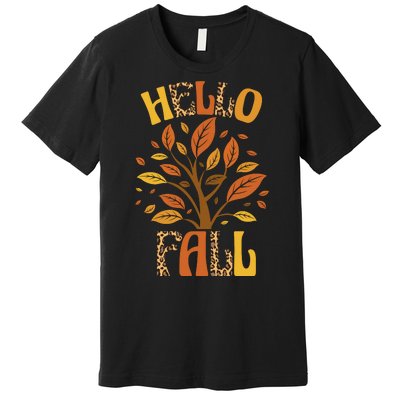 Hello Fall Leopard Season Nature Premium T-Shirt