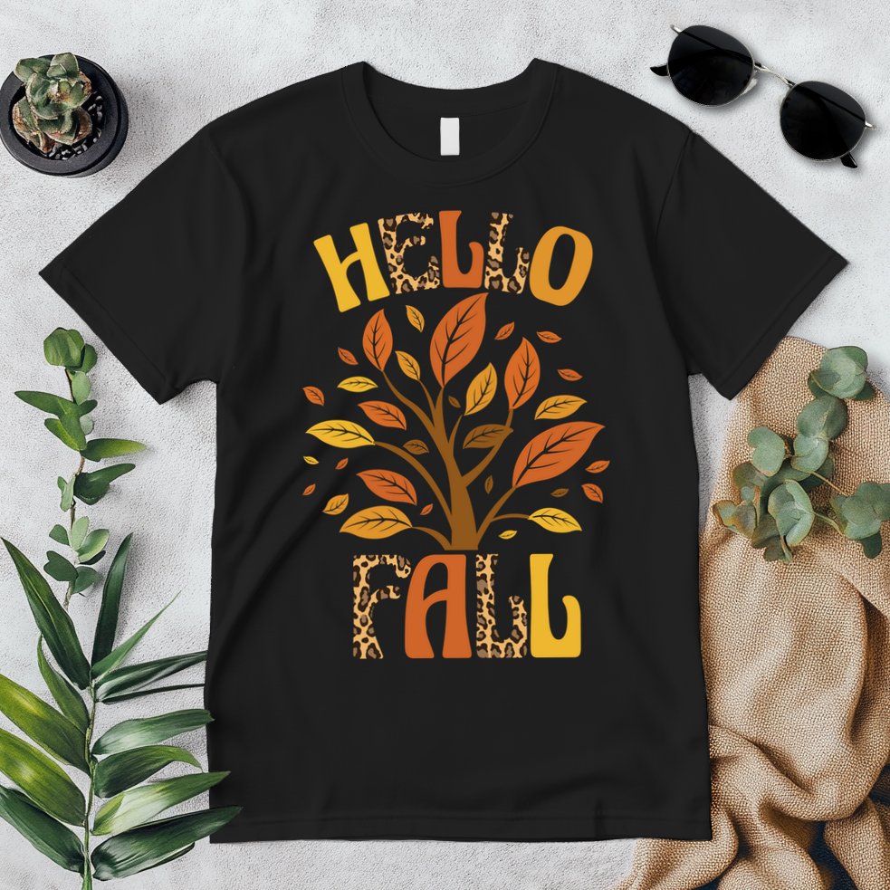 Hello Fall Leopard Season Nature Premium T-Shirt