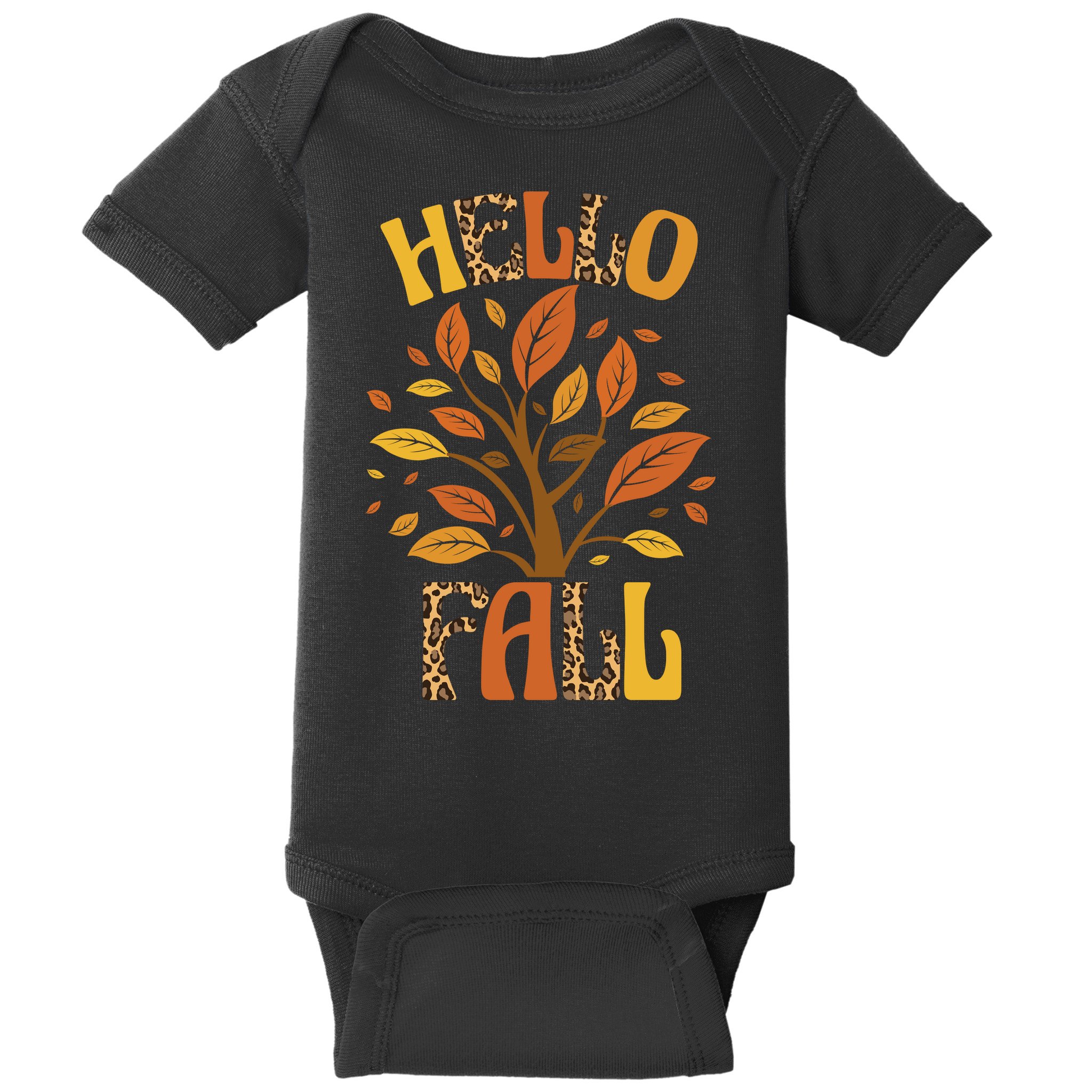 Hello Fall Leopard Season Nature Baby Bodysuit