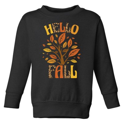 Hello Fall Leopard Season Nature Toddler Sweatshirt