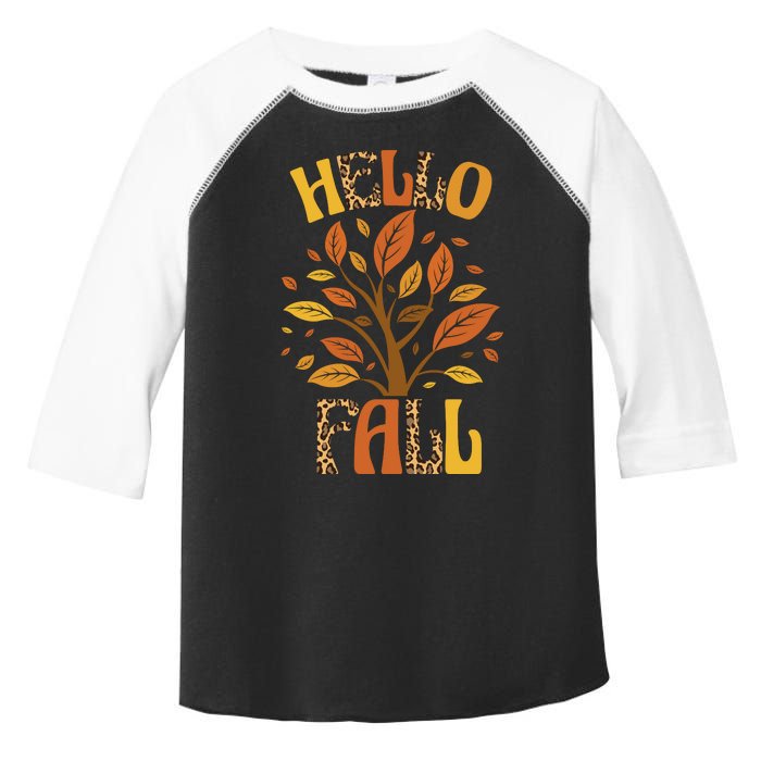 Hello Fall Leopard Season Nature Toddler Fine Jersey T-Shirt