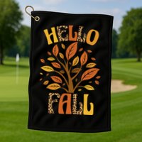 Hello Fall Leopard Season Nature Golf Towel