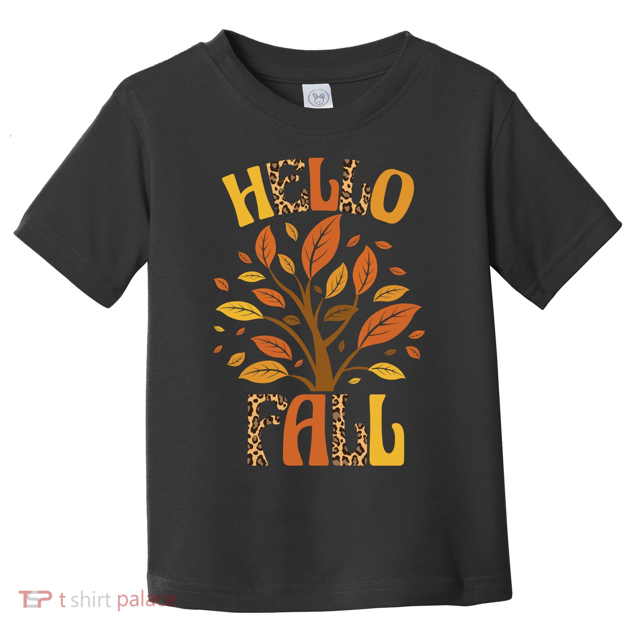 Hello Fall Leopard Season Nature Toddler T-Shirt