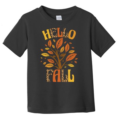 Hello Fall Leopard Season Nature Toddler T-Shirt