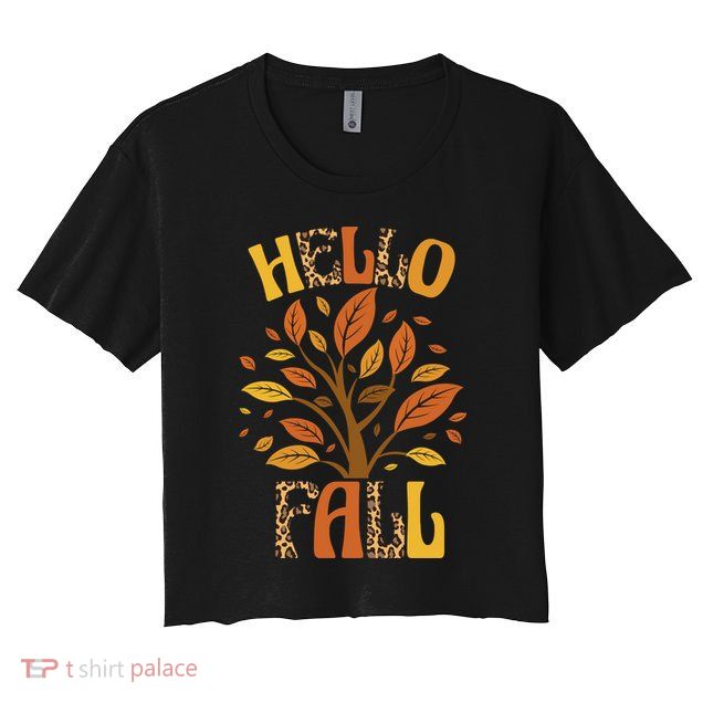 Hello Fall Leopard Season Nature Crop Top