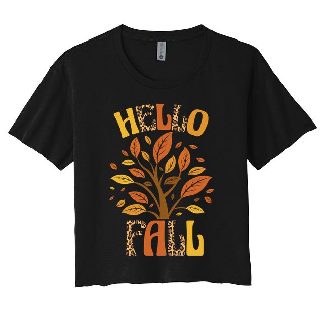Hello Fall Leopard Season Nature Crop Top