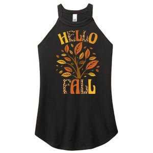 Hello Fall Leopard Season Nature Women's Perfect Tri Rocker Tank