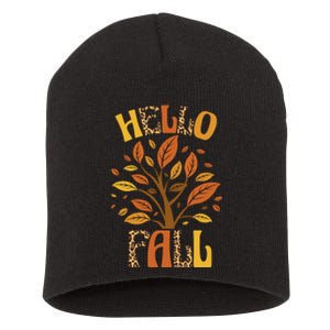 Hello Fall Leopard Season Nature Short Acrylic Beanie