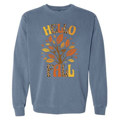 Hello Fall Leopard Season Nature Garment-Dyed Sweatshirt