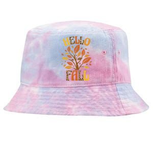 Hello Fall Leopard Season Nature Tie-Dyed Bucket Hat