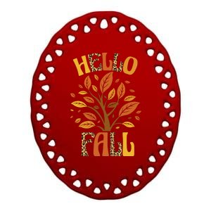 Hello Fall Leopard Season Nature Ceramic Oval Ornament