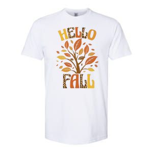 Hello Fall Leopard Season Nature Softstyle CVC T-Shirt