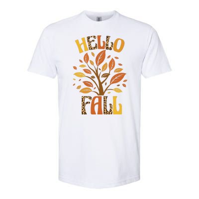 Hello Fall Leopard Season Nature Softstyle CVC T-Shirt