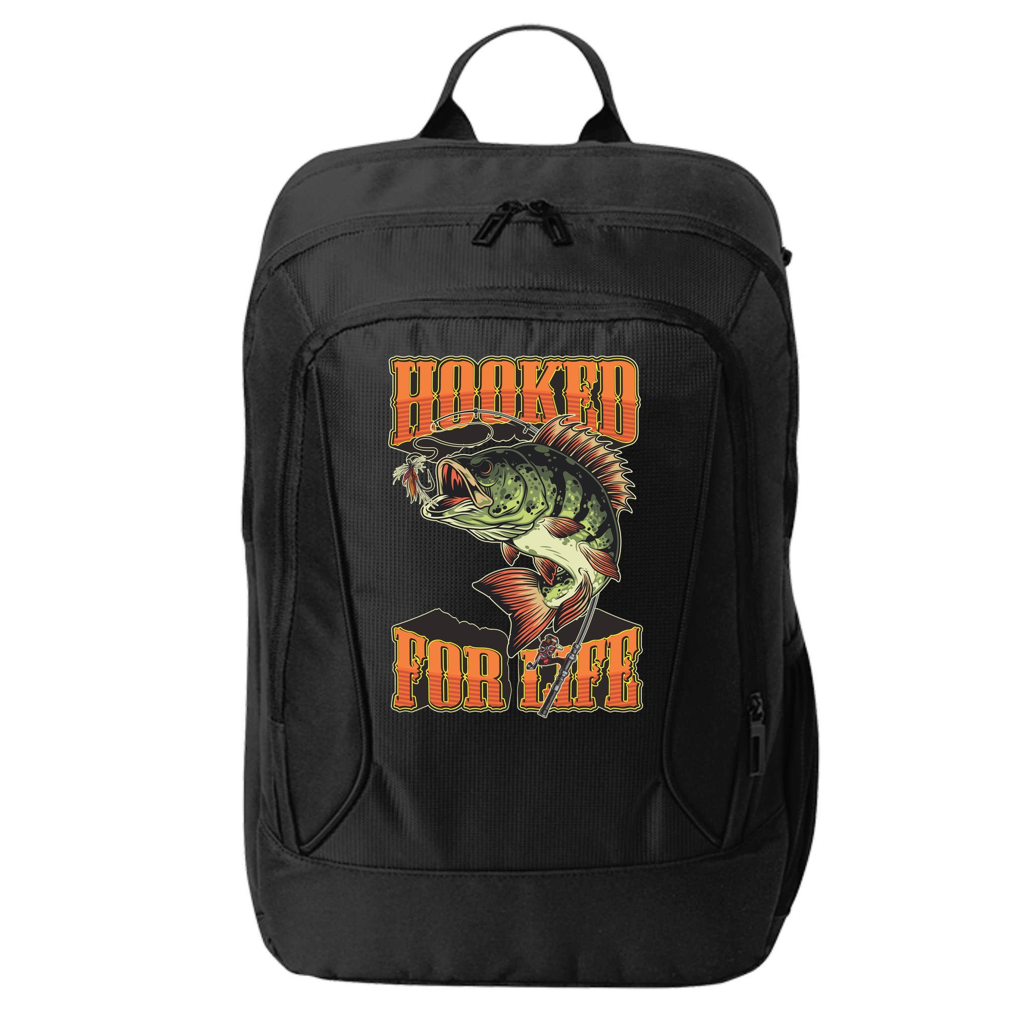Hooked For Life Funny Fishing Bass Fish Design City Backpack