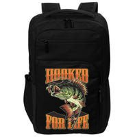 Hooked For Life Funny Fishing Bass Fish Design Impact Tech Backpack
