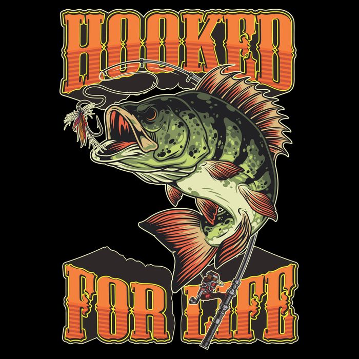 Hooked For Life Funny Fishing Bass Fish Design Impact Tech Backpack