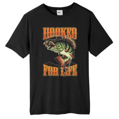 Hooked For Life Funny Fishing Bass Fish Design Tall Fusion ChromaSoft Performance T-Shirt