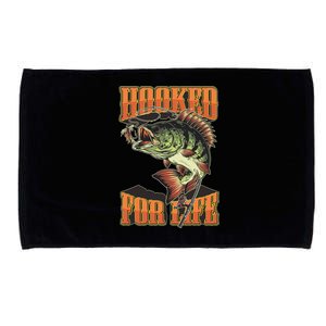 Hooked For Life Funny Fishing Bass Fish Design Microfiber Hand Towel