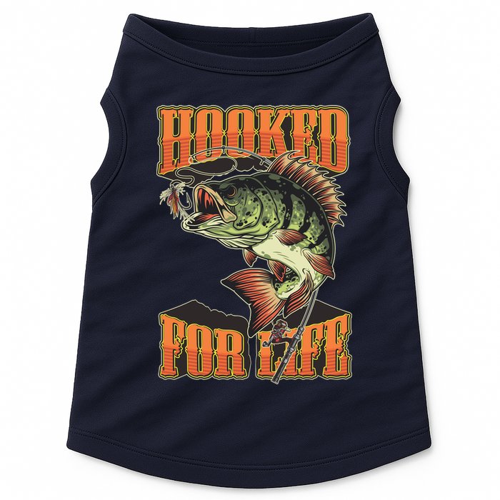 Hooked For Life Funny Fishing Bass Fish Design Doggie Tank