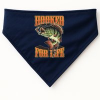 Hooked For Life Funny Fishing Bass Fish Design USA-Made Doggie Bandana