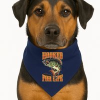 Hooked For Life Funny Fishing Bass Fish Design USA-Made Doggie Bandana