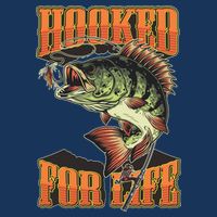 Hooked For Life Funny Fishing Bass Fish Design USA-Made Doggie Bandana