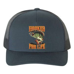 Hooked For Life Funny Fishing Bass Fish Design Yupoong Adult 5-Panel Trucker Hat