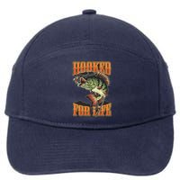 Hooked For Life Funny Fishing Bass Fish Design 7-Panel Snapback Hat