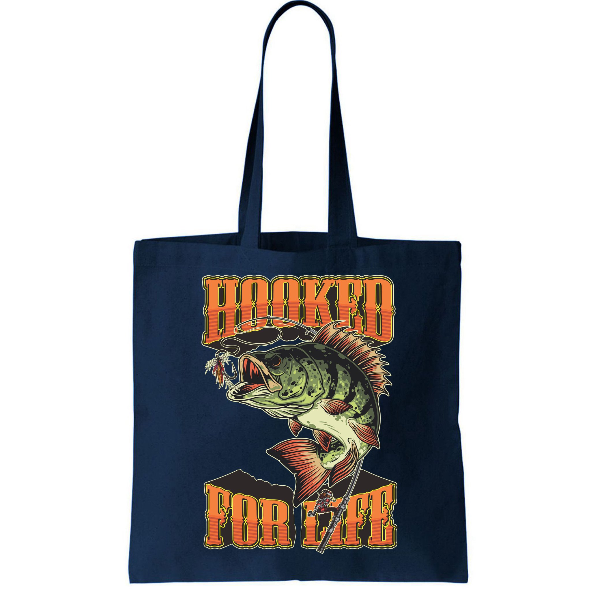 Hooked For Life Funny Fishing Bass Fish Design Bag