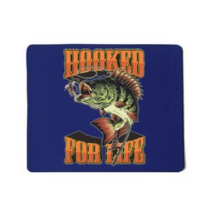 Hooked For Life Funny Fishing Bass Fish Design Mousepad