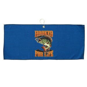 Hooked For Life Funny Fishing Bass Fish Design Large Microfiber Waffle Golf Towel